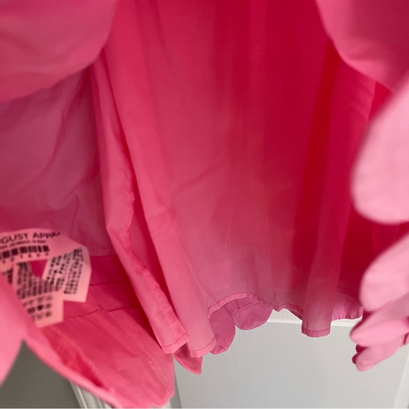 NEW English Factory Pink scalloped puff sleeve Short Sleeve Mini Dress Medium - Picture 13 of 16